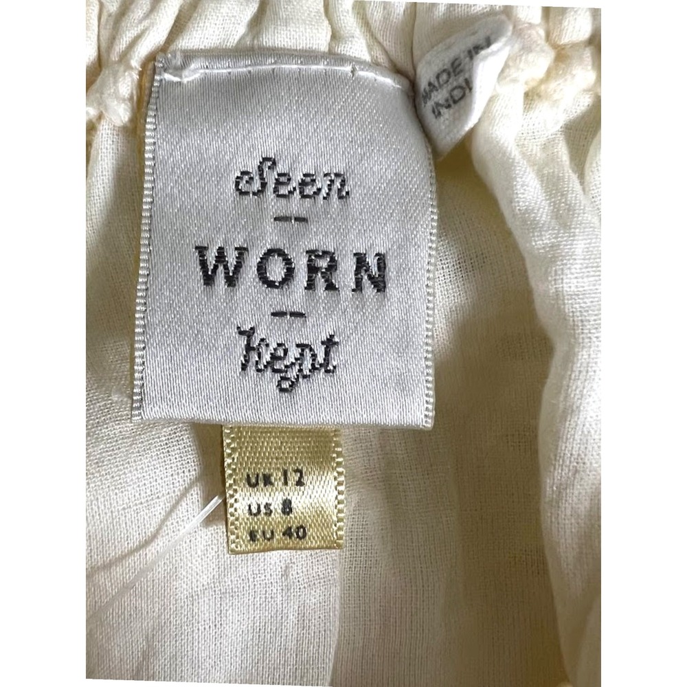 Anthropologie Worn Heart Eyelet Peasant Blouse Ivory Boho Cottagecore 8 NWT - Picture 4 of 11